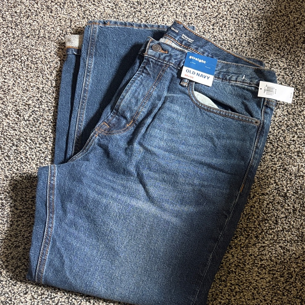 Old Navy Men's Straight Jeans - Dark Blue Wash